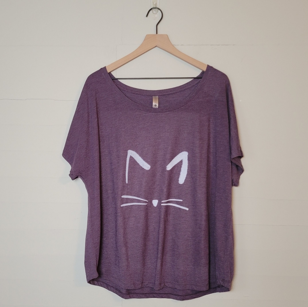 Next Level Apparal | Heathered Purple Cat Tee